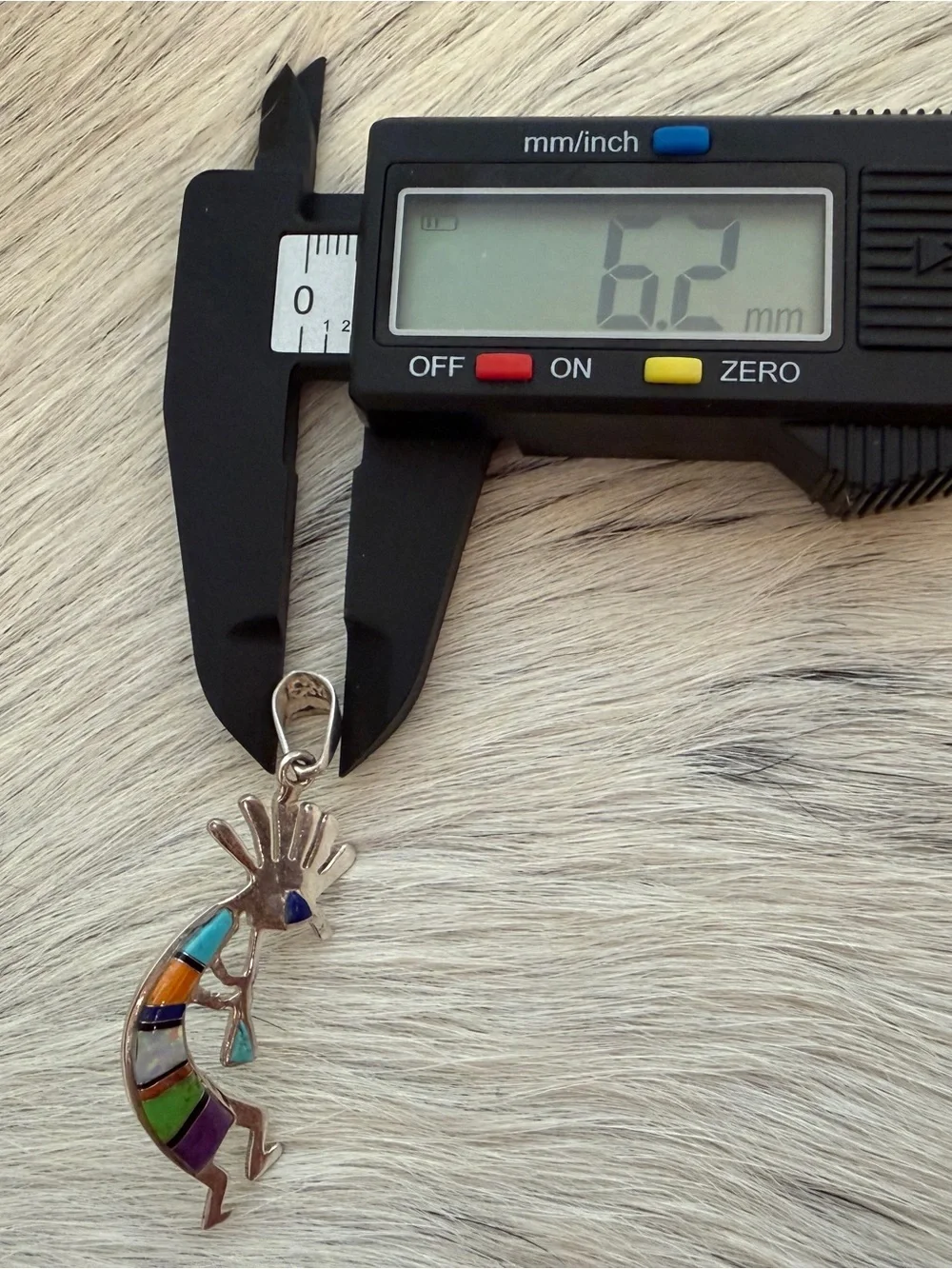 ❤️ Navajo Signed Zuni Style Kokopelli Multistone & Fiery Lab Opal 925 Pendant
